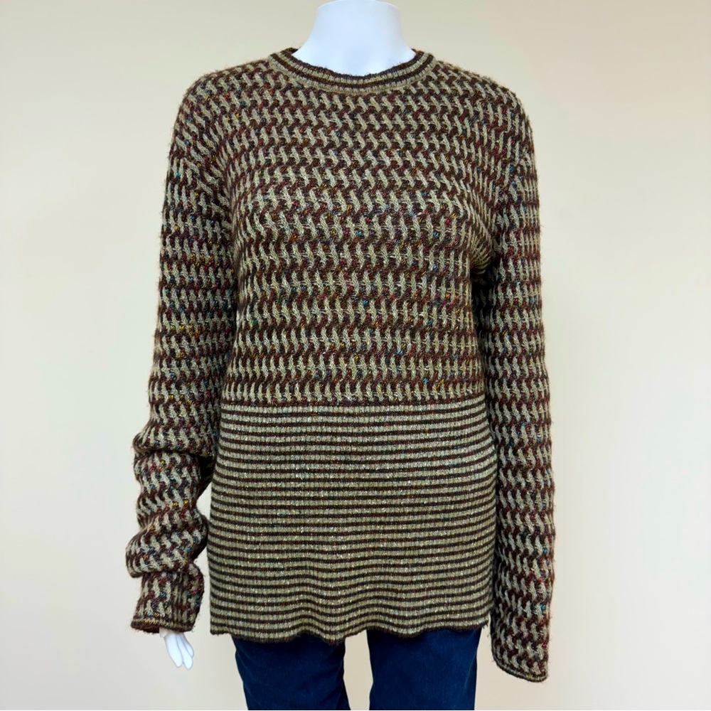 Vintage Missoni Sport Wool Mohair Sweater Multicolor Striped Abstract Chevron